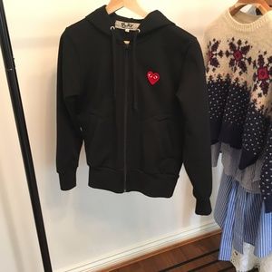 Comme des Garcon Hooded Zip-Up Sweatshirt Black